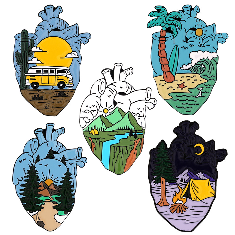 Adventure Heart Enamel Pins De - Outdoor Adventure Friends review and price