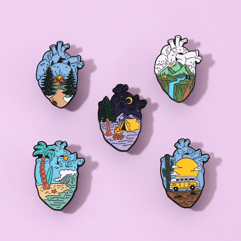 Adventure Heart Enamel Pins De - Outdoor Adventure Friends review and price