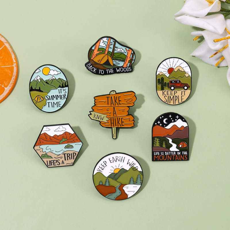 Camping Outdoors Enamel Pins C - Outdoor Adventure Friends review and price